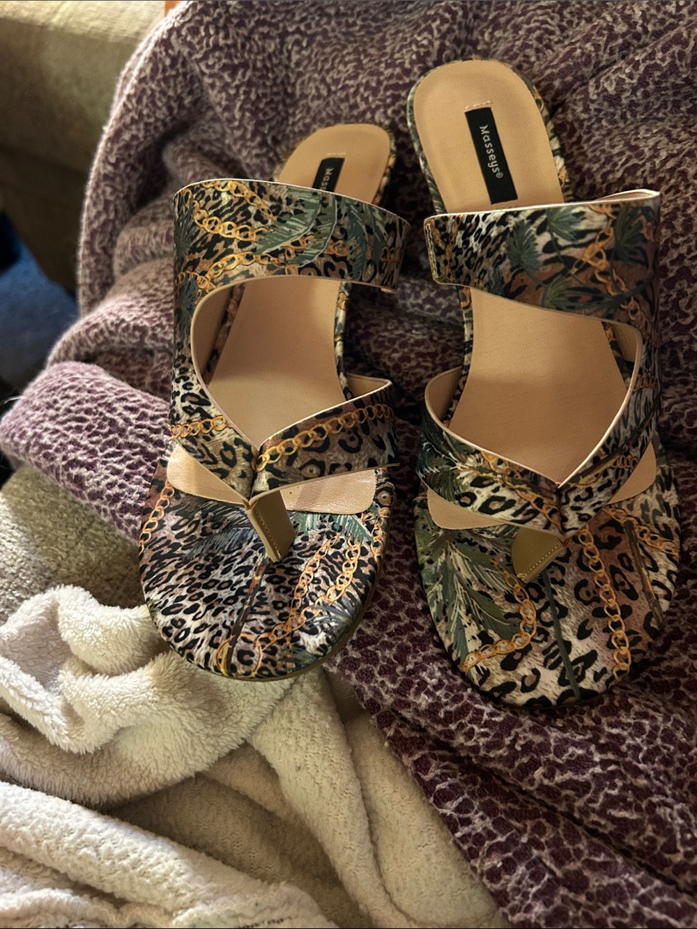 Leopard with Blue Mules Size 8